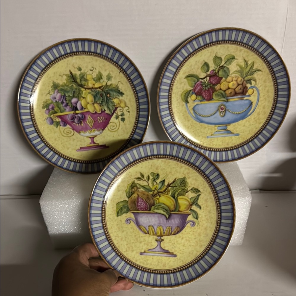 Vintage France de Limoges Side Plates (set of 3) Fruit Designs